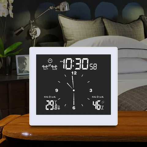Smart Bathroom Clock SPA Temperature Humidity Meter IP65 Waterproof LCD Home Desktop Timer Analog Display Count Down Limit Alarm