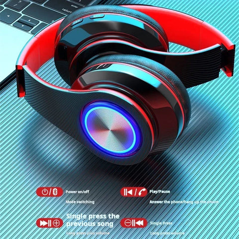 Headsets Gamer Headphones Blutooth Surround Sound Stereo Wireless Earphone USB With MicroPhone Colourful Light PC Laptop Headset