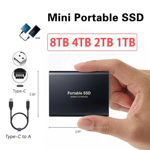 7.5x5.7cm Portable Hard Drive 2TB  External Hard Drive Consumer Electronics Supplies HDD USB Type-C 3.1 High Speed Flash Drive