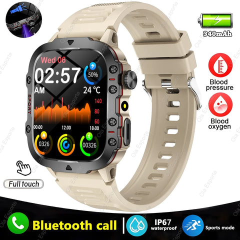 2025 New Military Smart Watch Men IP68 5ATM Outdoor Sports Fitness Tracker Health Monitoring 1.81Inch Bluetooth Calls Smartwatch