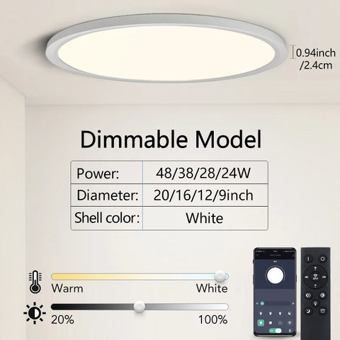 Smart Led Ceiling Lights 20Inch Large APP Remote Control Dimmable Ultra thin Smart Lamp For Living Room Bedroom Led Lights