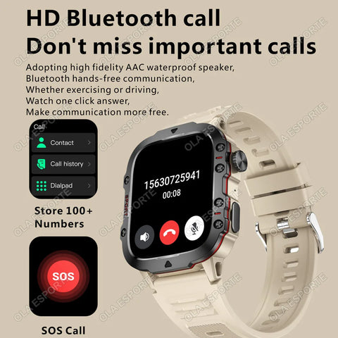 2025 New Military Smart Watch Men IP68 5ATM Outdoor Sports Fitness Tracker Health Monitoring 1.81Inch Bluetooth Calls Smartwatch