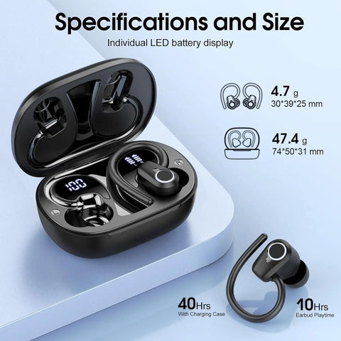 Wireless Earbuds, Bluetooth 5.3 Earbuds Stereo Bass, in-Ear Noise Cancelling Mic, Earphones IP7 Waterproof Sports, 40H Playback