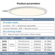 Smart Led Ceiling Lights 20Inch Large APP Remote Control Dimmable Ultra thin Smart Lamp For Living Room Bedroom Led Lights