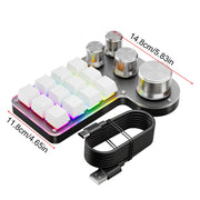 Programmable Macro Keyboard 12-Keys 4 Knob Gaming Keypad with USB Wired+BT Dual Mode Multi-Purpose Shortcut Custom Keypad
